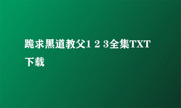 跪求黑道教父1 2 3全集TXT下载