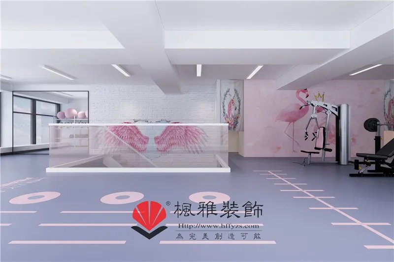 合肥健身工作室装修,粉色系INS风健身房设计效果图