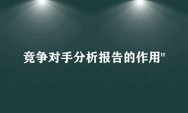 竞争对手分析报告的作用