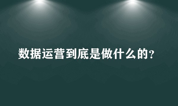 数据运营到底是做什么的？