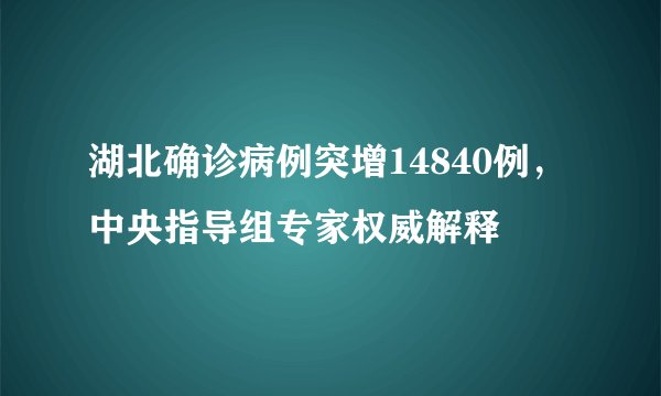 湖北确诊病例突增14840例，中央指导组专家权威解释