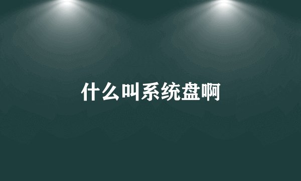 什么叫系统盘啊