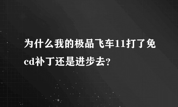 为什么我的极品飞车11打了免cd补丁还是进步去?