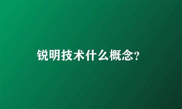 锐明技术什么概念？
