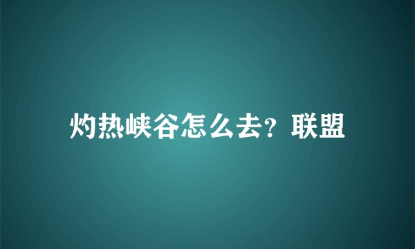 灼热峡谷怎么去?联盟