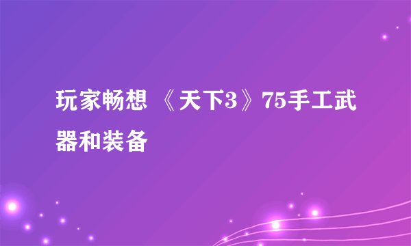 玩家畅想 《天下3》75手工武器和装备