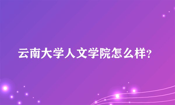 云南大学人文学院怎么样?