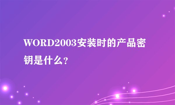 WORD2003安装时的产品密钥是什么?