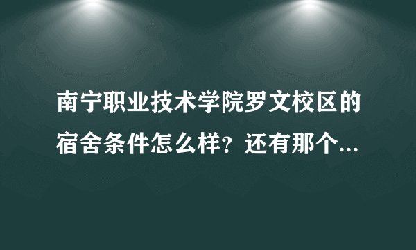 南宁职业技术学院罗文校区的宿舍条件怎么样？还有那个学校的风气怎么样？