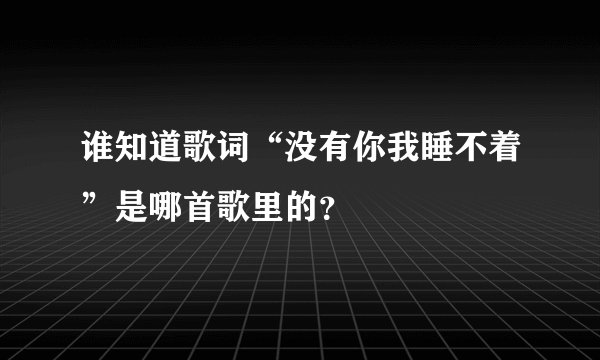 谁知道歌词“没有你我睡不着”是哪首歌里的?