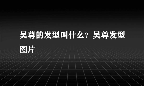 吴尊的发型叫什么?吴尊发型图片
