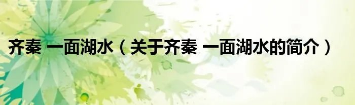 齐秦 一面湖水（关于齐秦 一面湖水的简介）