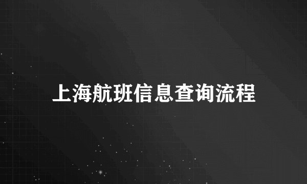上海航班信息查询流程
