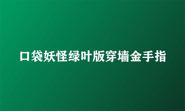 口袋妖怪绿叶版穿墙金手指