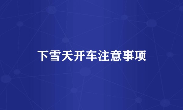 下雪天开车注意事项