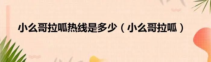 小么哥拉呱热线是多少（小么哥拉呱）