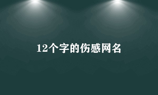 12个字的伤感网名