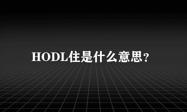 HODL住是什么意思?