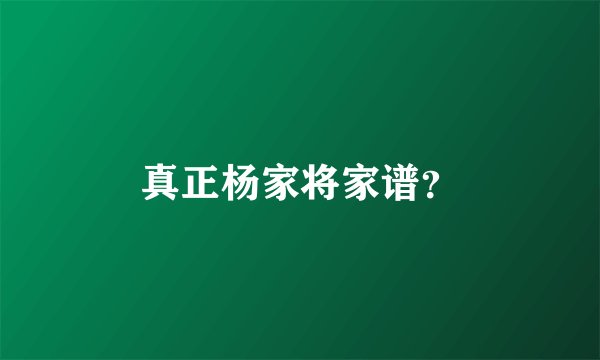 真正杨家将家谱？