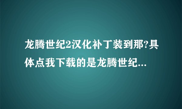 龙腾世纪2汉化补丁装到那?具体点我下载的是龙腾世纪2多国语言版本的我 汉化补丁下载到那啊？