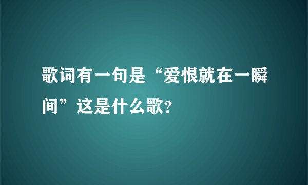 歌词有一句是“爱恨就在一瞬间”这是什么歌?