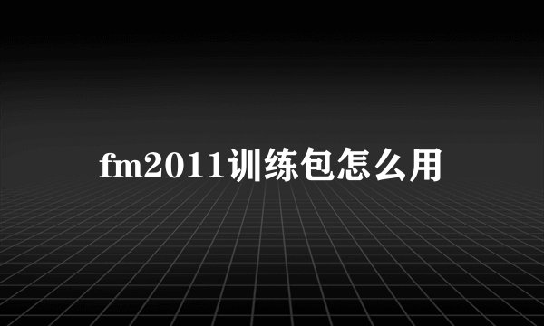 fm2011训练包怎么用