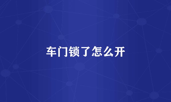 车门锁了怎么开
