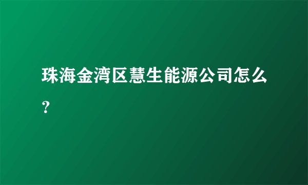 珠海金湾区慧生能源公司怎么?