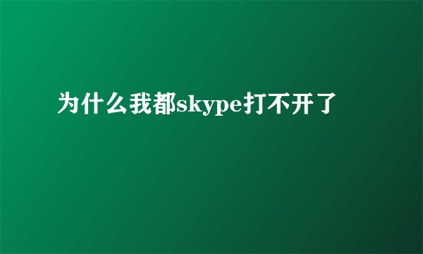 为什么我都skype打不开了