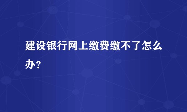 建设银行网上缴费缴不了怎么办？
