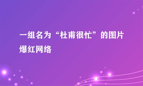 一组名为“杜甫很忙”的图片爆红网络