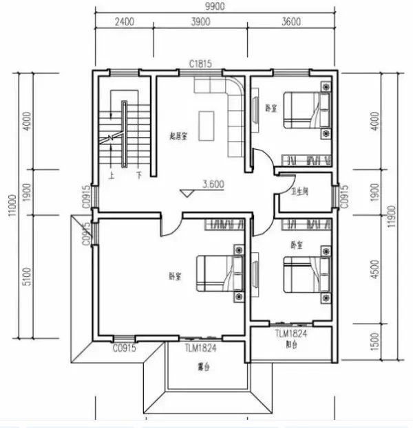 农村三层半小别墅设计图图片