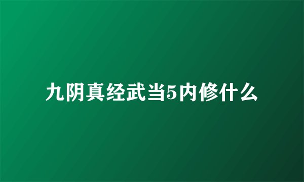 九阴真经武当5内修什么