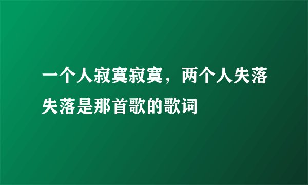 一个人寂寞寂寞，两个人失落失落是那首歌的歌词