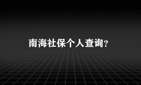 南海社保个人查询？