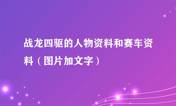 战龙四驱的人物资料和赛车资料(图片加文字)