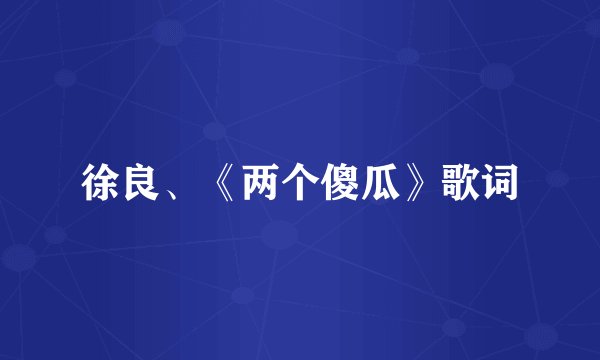 徐良、《两个傻瓜》歌词