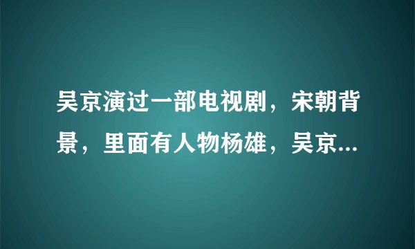 吴京演过一部电视剧，宋朝背景，里面有人物杨雄，吴京自己在客栈当个小伙计，喜欢偷老板的宝贝，是哪部啊