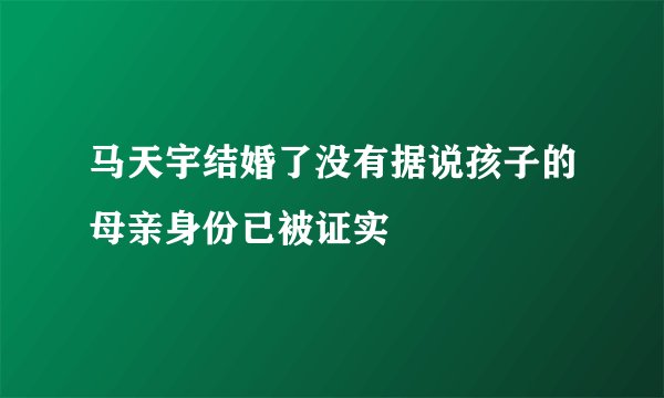 马天宇结婚了没有据说孩子的母亲身份已被证实