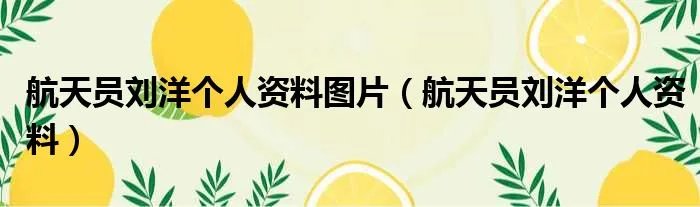 航天员刘洋个人资料图片（航天员刘洋个人资料）