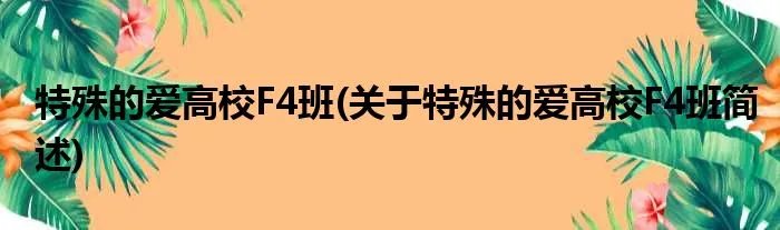 特殊的爱高校F4班(关于特殊的爱高校F4班简述)