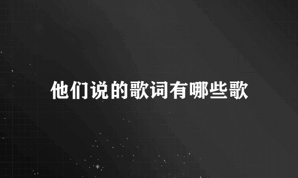 他们说的歌词有哪些歌
