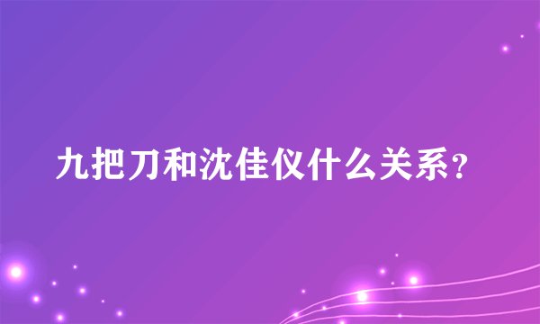 九把刀和沈佳仪什么关系？