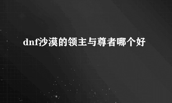 dnf沙漠的领主与尊者哪个好