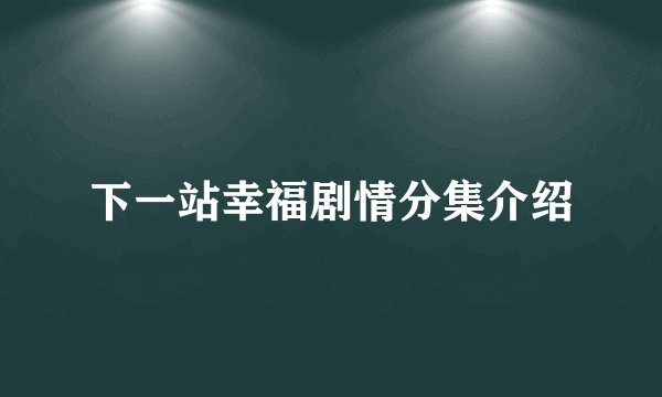 下一站幸福剧情分集介绍