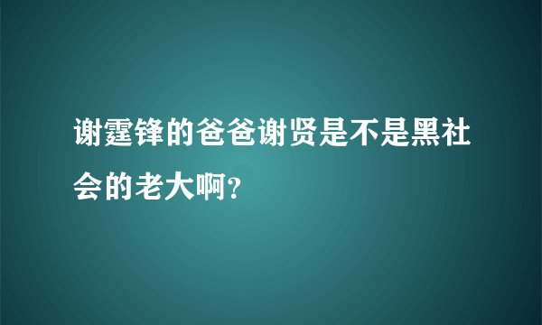 谢霆锋的爸爸谢贤是不是黑社会的老大啊？
