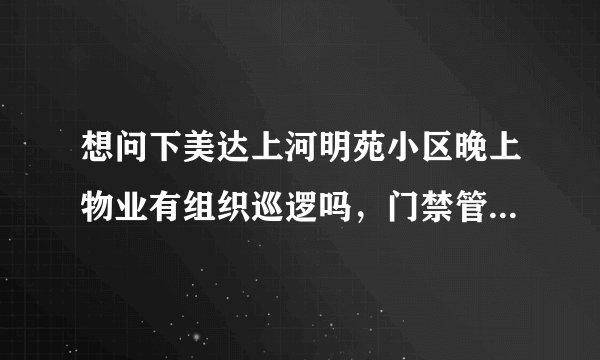 想问下美达上河明苑小区晚上物业有组织巡逻吗，门禁管理的严格不？