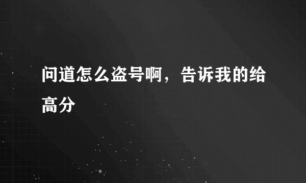 问道怎么盗号啊，告诉我的给高分