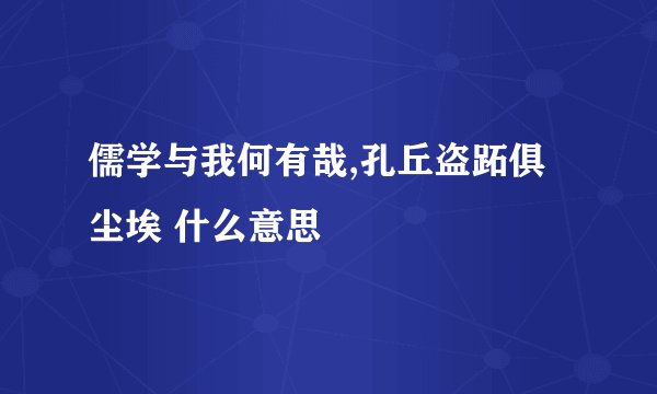 儒学与我何有哉,孔丘盗跖俱尘埃 什么意思