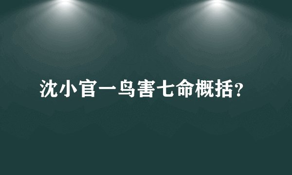 沈小官一鸟害七命概括？